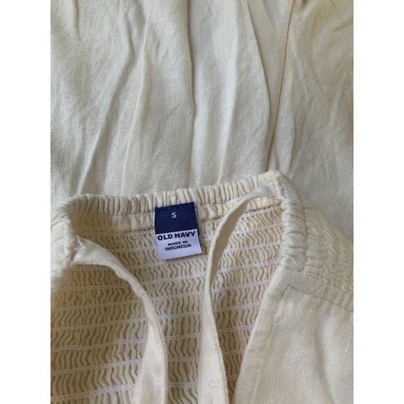 Beige linen jumpsuit old navy small cottage core coastal beach summer comfort - Picture 4 of 6